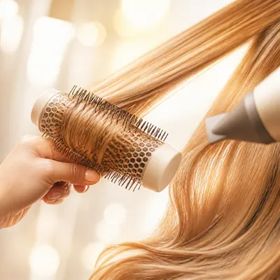 Campaign photograph illustrating Women's brush blow-dry