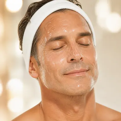 Campaign photograph illustrating Facial for men