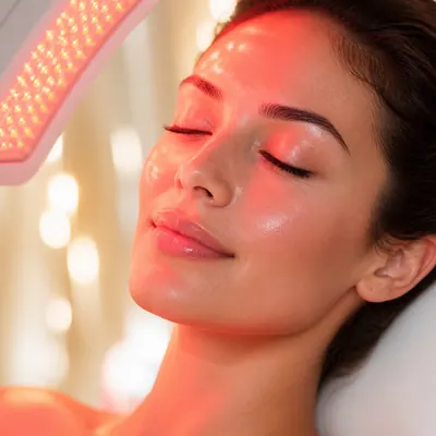 Campaign photograph illustrating LED light therapy