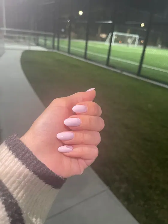 Soft pink almond gel nails