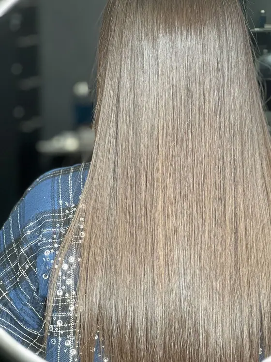 Silver blonde, long and straight